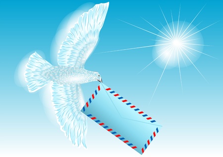 pigeon  white dove carries letter  10 EPSのイラスト素材