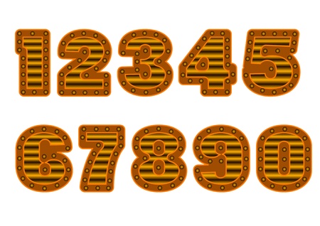 copper colored numbers isolated on white backgroundのイラスト素材