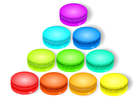 multicolored macaroons isolated on a white backgroundのイラスト素材