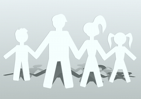 people cut out of paper  family of fourのイラスト素材