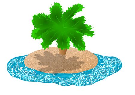 Island with palm isolated on white backgroundのイラスト素材