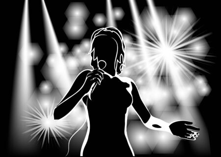 singer on stage  dark musical background のイラスト素材