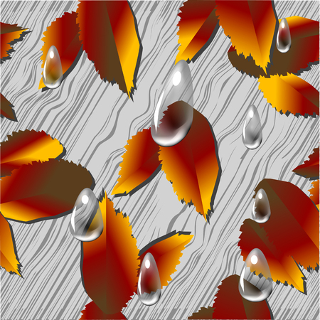 leaves and rain  seamless backgroundのイラスト素材