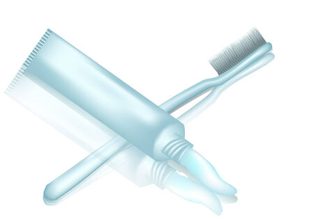 toothbrush and toothpaste isolated on white backgroundのイラスト素材
