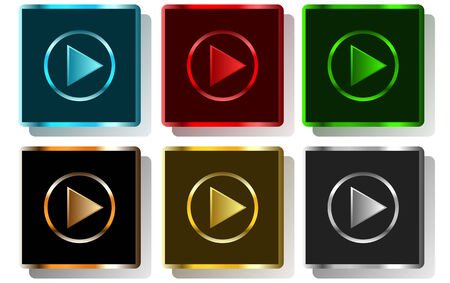 colorful play button isolated on white backgroundのイラスト素材