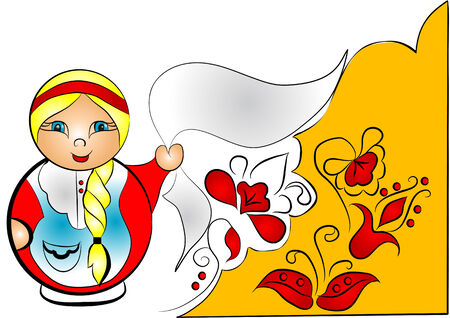decorative background with doll matreshka のイラスト素材