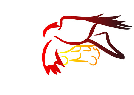 protection  hawk and the car isolated on whiteのイラスト素材