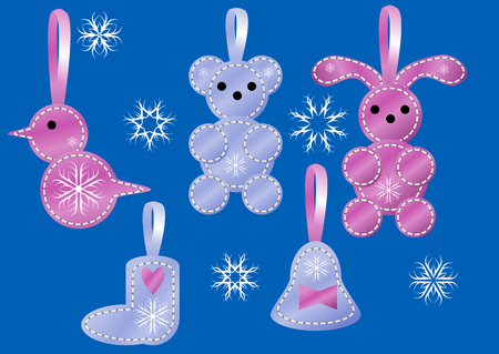 christmas decoration isolated on a blue backgroundのイラスト素材