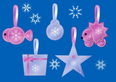 decoration for christmas tree isolated on a blue backgroundのイラスト素材
