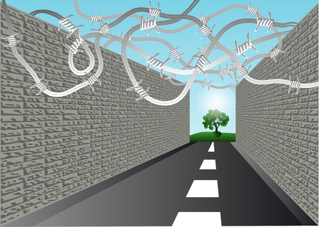 street with a barbed wire  10 EPSのイラスト素材