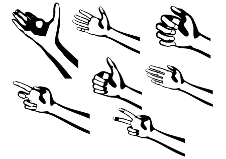 silhouette hands isolated on a white backgroundのイラスト素材