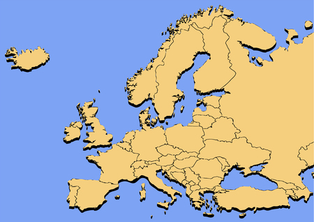 map of europe on a blue background のイラスト素材