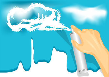 painting sky  hand draws a cloud  のイラスト素材