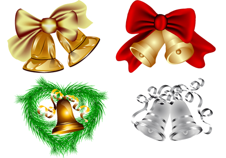 set of christmas bell isolated on whiteのイラスト素材