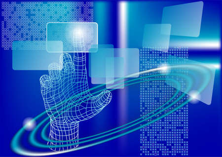 technology abstract background  hand and display  のイラスト素材
