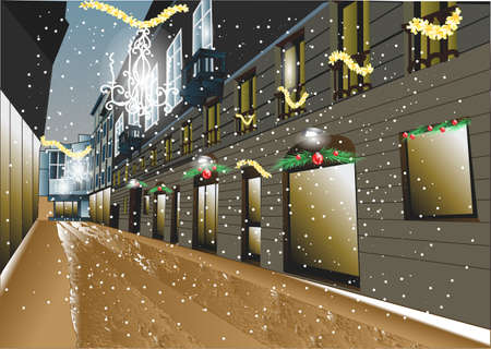 Christmas night in the city  のイラスト素材