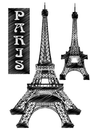 Eiffel Tower  Stylized drawing as a ballpoint penのイラスト素材