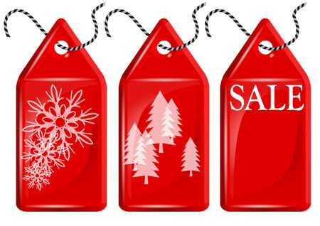 Christmas shopping  Red price tags isolated on whiteのイラスト素材