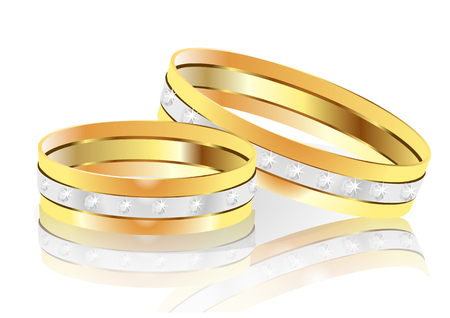 wedding rings on white background のイラスト素材