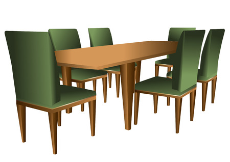 table and chairs isolated on white backgroundのイラスト素材