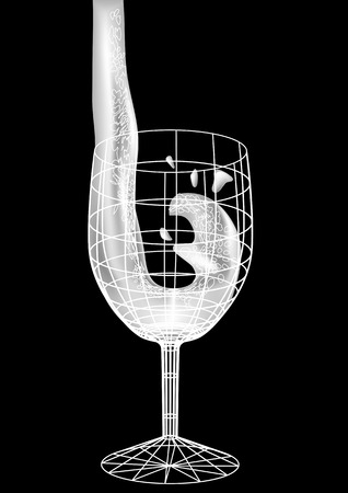 pouring white liquid isolated on black backgroundのイラスト素材