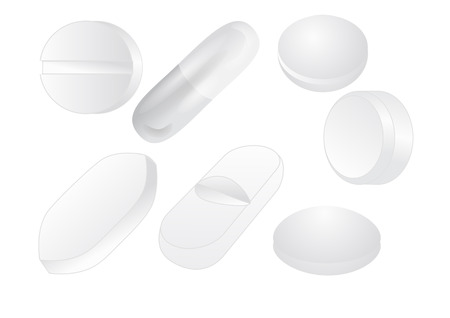white pills isolated on a white backgroundのイラスト素材