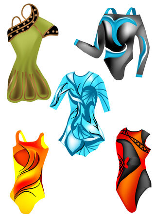 set of leotards isolated on white のイラスト素材