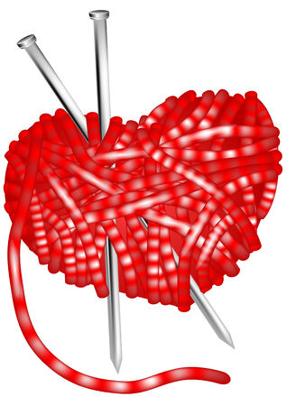 clew and knitting needles isolated on whiteのイラスト素材