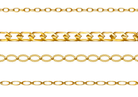 gold chains  set of chains isolated on whiteのイラスト素材