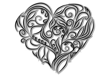 floral heart shape isolated on a white backgroundのイラスト素材