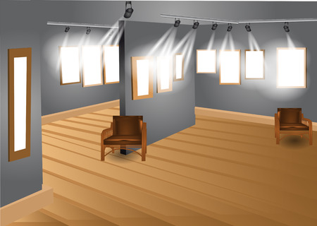 art gallery with empty pictures のイラスト素材