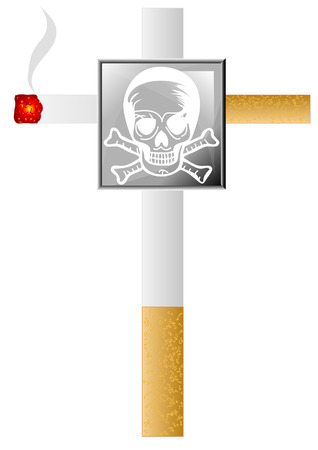 cigarette and skull isolated on a white backgroundのイラスト素材