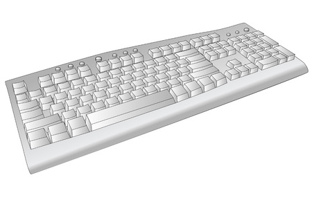 old computer keyboard isolated on white backgroundのイラスト素材