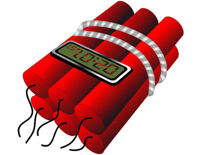 dynamite with chronometer isolated on a white backgroundのイラスト素材
