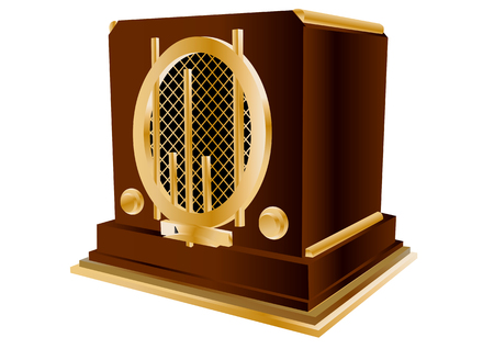 vintage radio isolated on a white backgroundのイラスト素材
