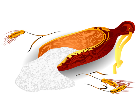 wheat and flour on a white backgroundのイラスト素材