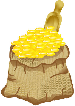 bag and money isolated on a white backgroundのイラスト素材