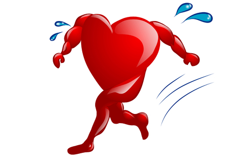 running healthy heart isolated on white backgroundのイラスト素材