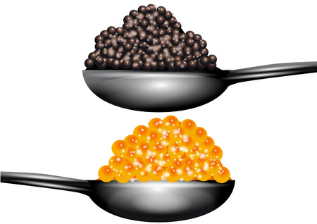 red and black caviar isolated on a white backgroundのイラスト素材