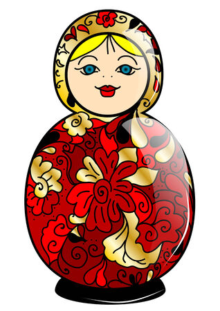russian doll isolated on a white backgroundのイラスト素材