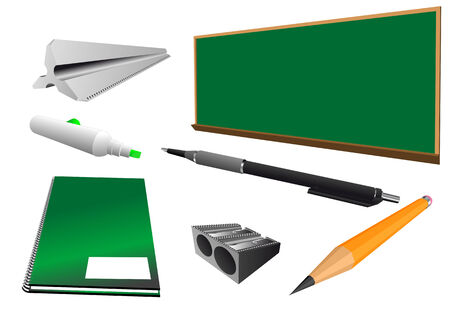 school objects isolated on a white backgroundのイラスト素材