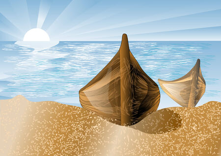 boat at coast of the sea on a sandのイラスト素材