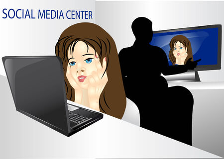 social media  girl and boy chatting in social networksのイラスト素材