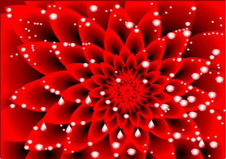 dahlia red with drops of waterのイラスト素材