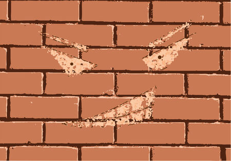 faceless grin on a red brick wallのイラスト素材