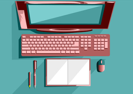 office table object in a flat colourのイラスト素材