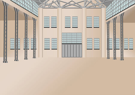 warehouse interior of large modern storehouseのイラスト素材
