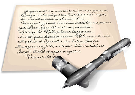 written letter  abstract letter with pen on white backgroundのイラスト素材