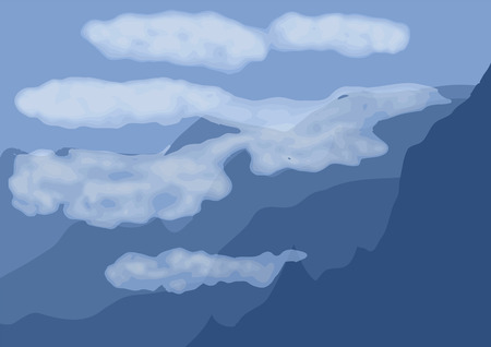 arial landscape  blue mountain and white cloudのイラスト素材