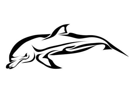 bottlenose dolphin  silhouette of animal isolated on whiteのイラスト素材